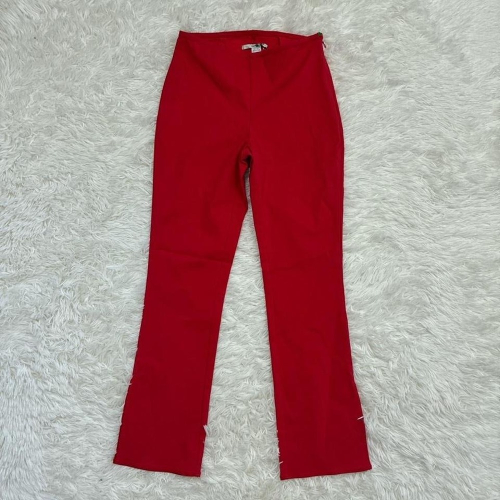 Retro Y2K Cute Glam Kimchi Blue Red high-waisted flare pants  zipper detail